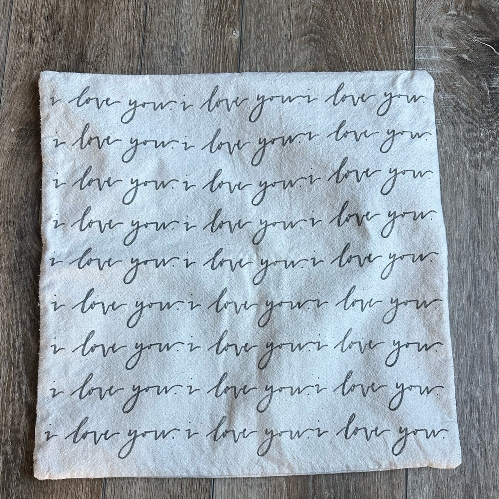 20x20 square Pillow Cover ‘I love you’ text